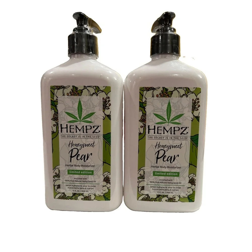 2 Hempz HONEYSWEET PEAR Herbal Body Moisturizer Lotion 17oz Limited Edition New